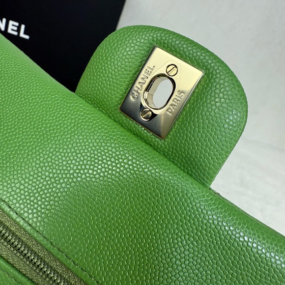 Chanel Green Caviar Small Classic Flap with Gold Hardware  Brand New - Picture 9 of 14